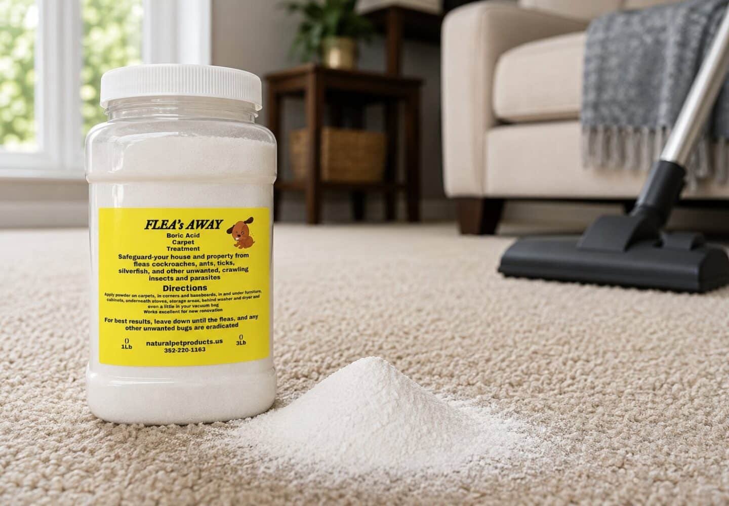 Flea Treatment Powder on Carpet